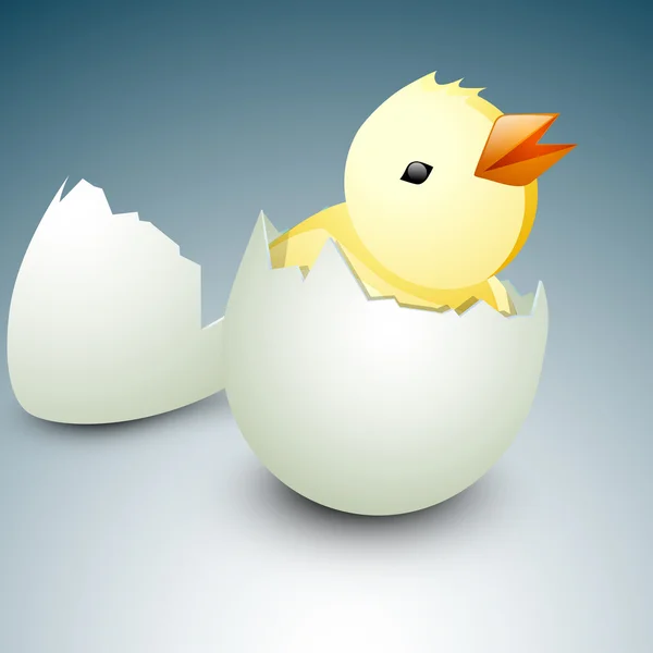 Weinig easter chicks uit ei voortvloeiende. EPS 10. — Stockvector