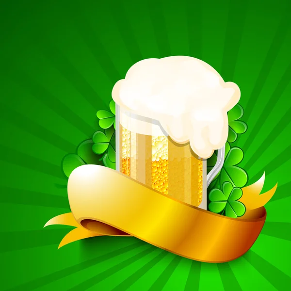 Saint patrick's day achtergrond of wenskaart met bier mokken, — Stockvector