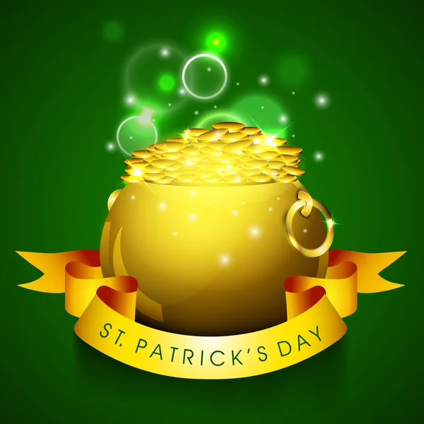 Happy St. Patrick's Day greeting card or background with golden — Stock Vector