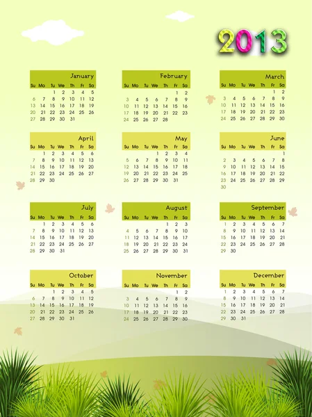 2013 jaar kalender. EPS 10. — Stockvector