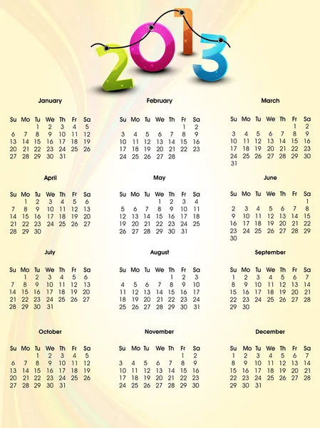 2013 jaar kalender. EPS 10. — Stockvector