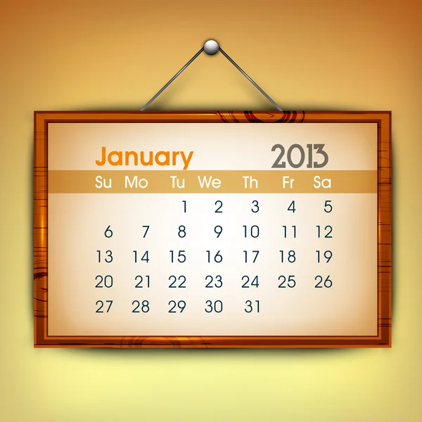 Januari månad kalendern 2013. EPS 10. — Stock vektor