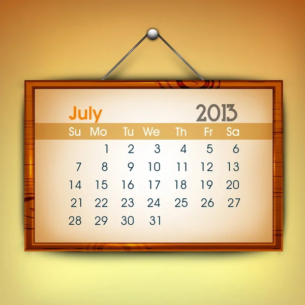 Ιούλιο μήνα ημερολόγιο 2013. EPS 10. — Διανυσματικό Αρχείο