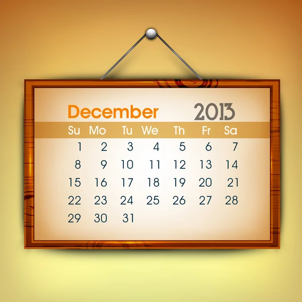 December maand kalender 2013. EPS 10. — Stockvector