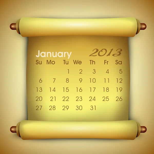 Januar-Monatskalender 2013. Folge 10. — Stockvektor