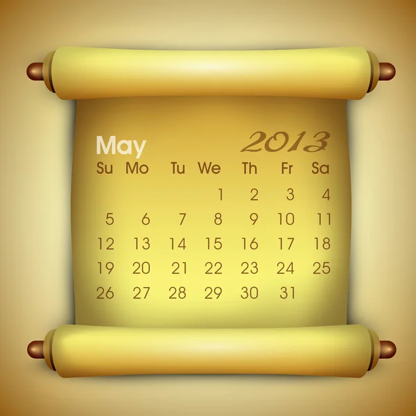 Calendrier du mois de mai 2013. SPE 10 . — Image vectorielle