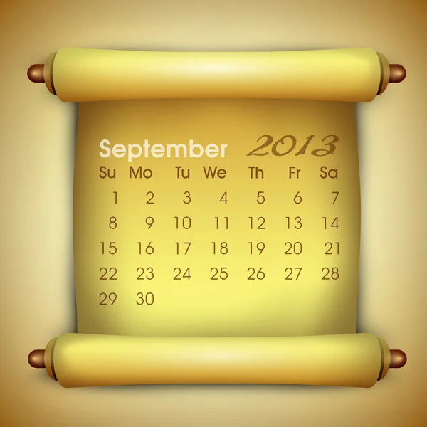 September maand kalender 2013. EPS 10. — Stockvector