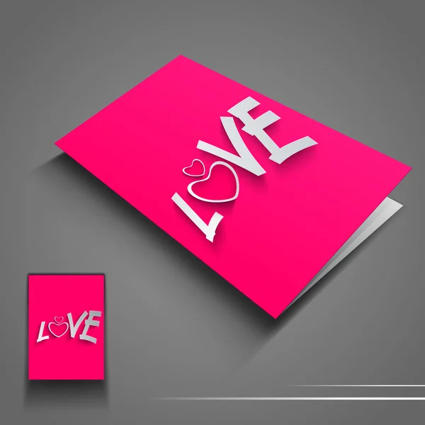 Folheto ou banner do Dia de São Valentim com texto Love on pink background. EPS 10 . —  Vetores de Stock