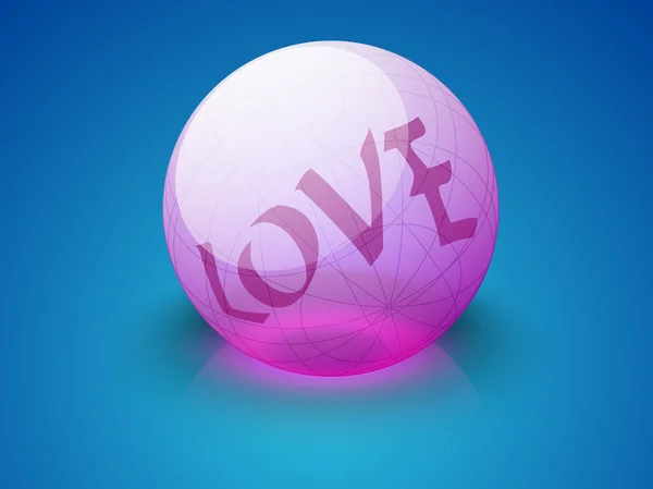 Valentinstag Hintergrund mit rosa Globus mit Text Liebe auf blau. Folge 10. — Stockvektor