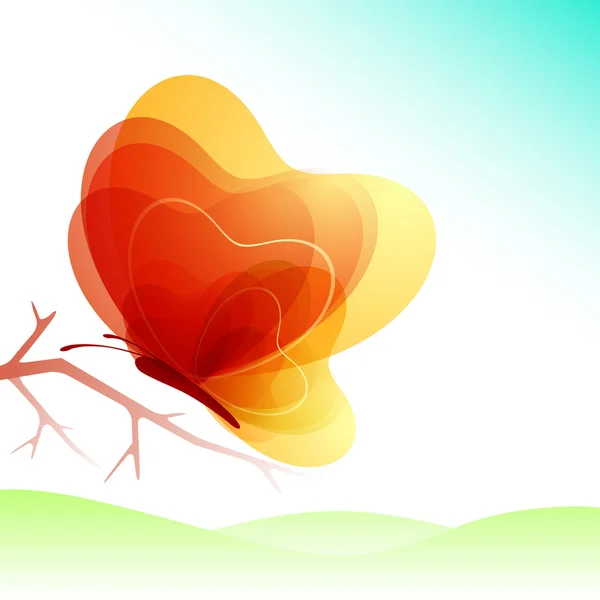 Schöne St. Valentinstag Hintergrund, Geschenk oder Grußkarte mit Schmetterling mit herzförmigen bunten Flügeln, Liebeskonzept. Folge 10. — Stockvektor