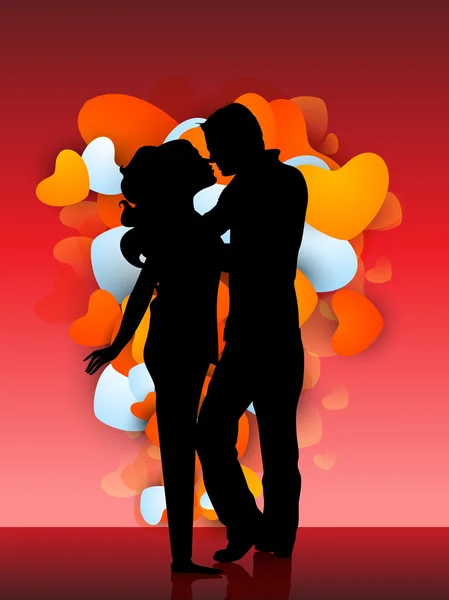 Beautiful St. Valentine's Day begroeting of gift card met silhoue — Stockvector