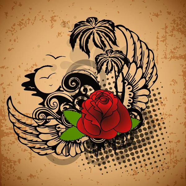 Vintage fond d'amour avec rose . — Image vectorielle