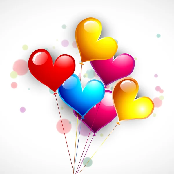 Happy Valentine 's Day background with glossy colorful hearts bal — стоковый вектор