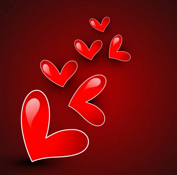 Happy Valentine's Day achtergrond met rode harten in floral patte — Stockvector