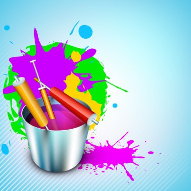 Hint renkli festival holi kovası ile vektör çizim