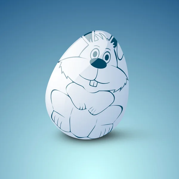 Huevo de Pascua sobre fondo azul. — Vector de stock