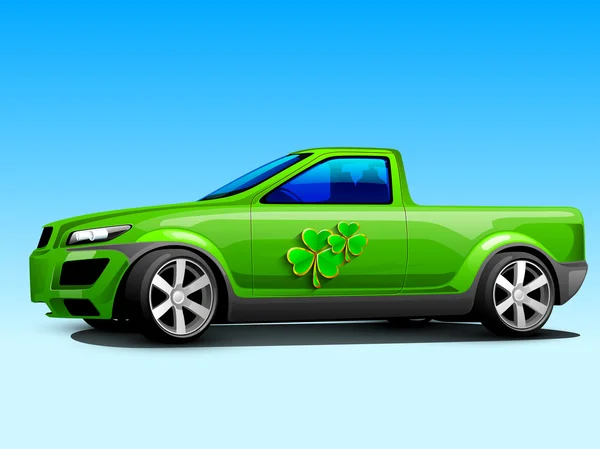 Carte verte Saint Patrick décorée de trèfles sur ba bleu — Image vectorielle