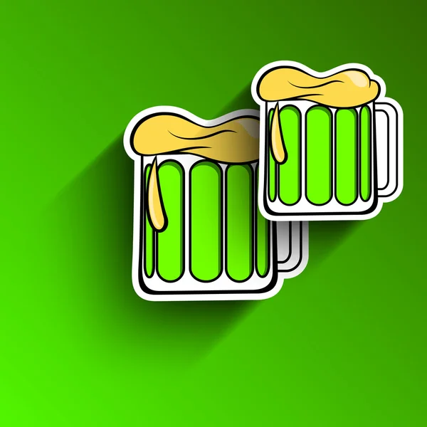 Saint Patrick's Day bakgrund eller gratulationskort med öl muggar o — Stock vektor