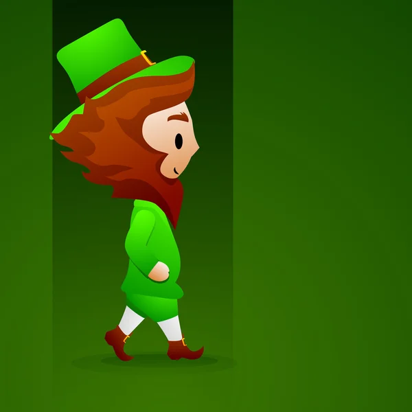Fond Saint Patrick avec lutin sur fond vert backgrou — Image vectorielle