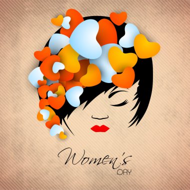 Mutlu kadın günü tebrik kartı ya da arka plan ile bir portresi