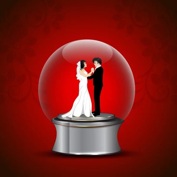 Подарунок з люблячою парою в танцювальному положенні на безшовній червоній квітці — стоковий вектор