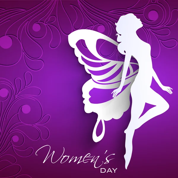 Happy Women's dag wenskaart of achtergrond met witte silhoue — Stockvector