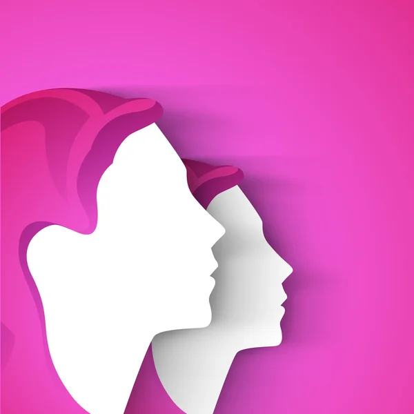 Happy Women's Day greeting card with face of women's on pink bac — Stock Vector