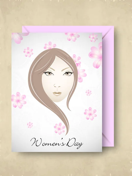 Happy Women's Day greeting card or gift card with pink envelop d — Stock Vector