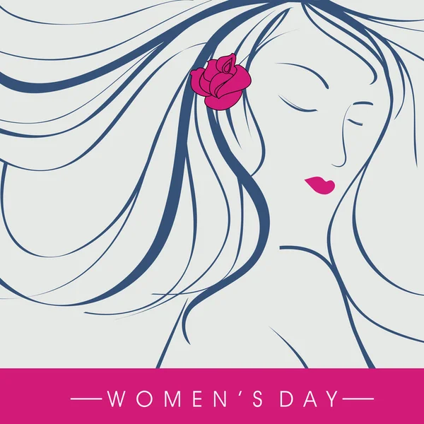 Skica dívky, krásné zdobené její vlasy s růžové růže ba — Stockový vektor