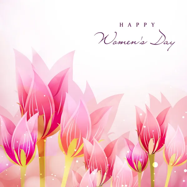 Happy Women 's Day background cu flori de lalele . — Vector de stoc