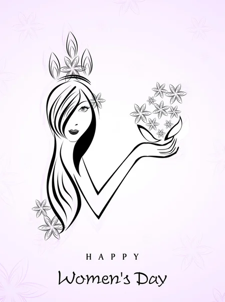 Sketch of a beautiful girl background or card for Happy Women 's — стоковый вектор