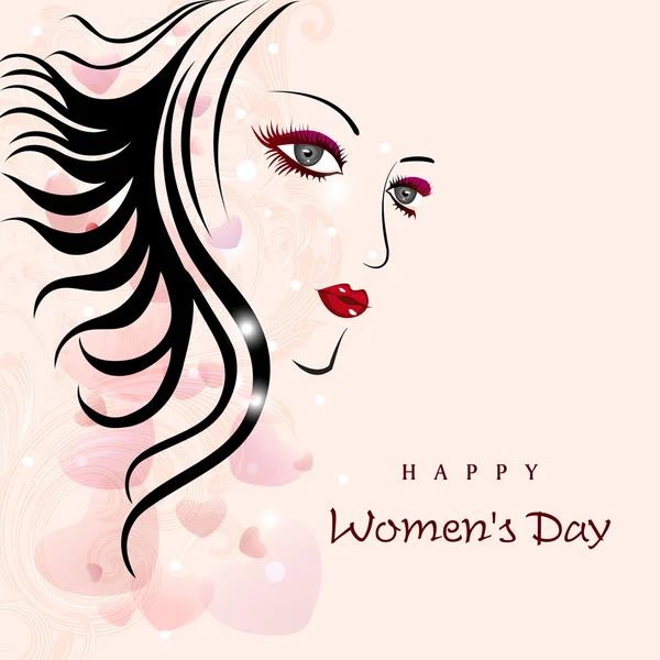 Sketch of a beautiful girl for Happy Women's Day background. — Stock Vector