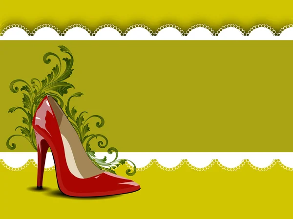 Happy Women's Day background with ladies shoe. — Stock Vector