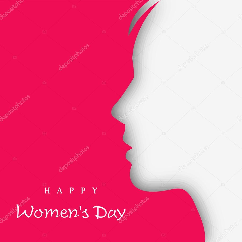 White silhouette of a women on pink background for Happy Women's