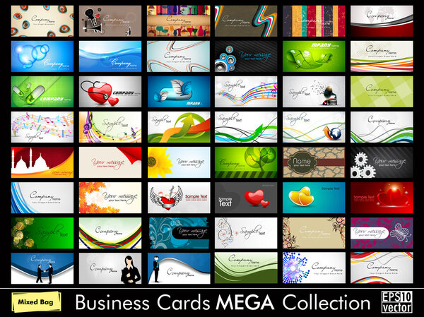 Elegant Abstract Vector Business Cards, Mixed Bag set in various