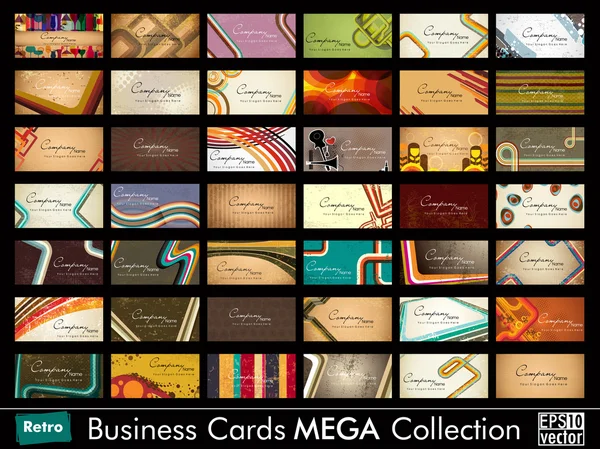 Mega Collection Cartes de visite rétro vectorielles abstraites dans vari — Image vectorielle