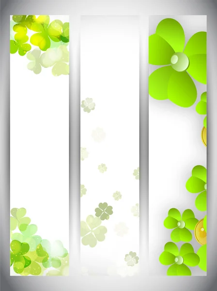 Conjunto de banner web para la celebración del Día de San Patricio con shamro — Vector de stock