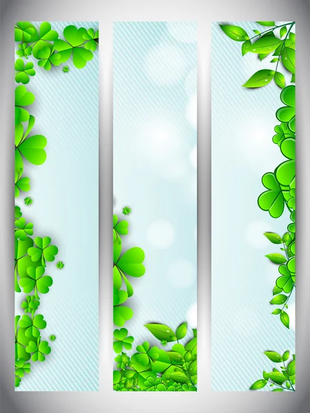 Conjunto de banner web para la celebración del Día de San Patricio con shamro — Vector de stock