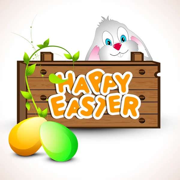 用兔子和有光泽的卵子的快乐复活节背景. — 图库矢量图片
