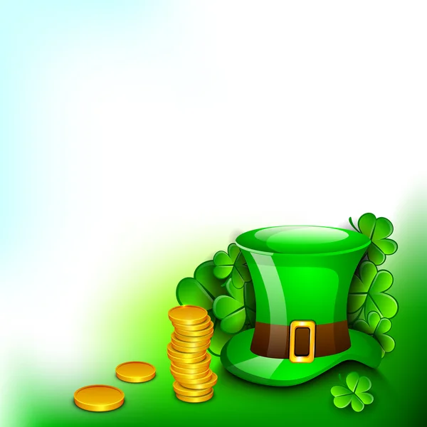 Saint Patrick 's Day Hintergrund oder Grußkarte mit Kobold — Stockvektor