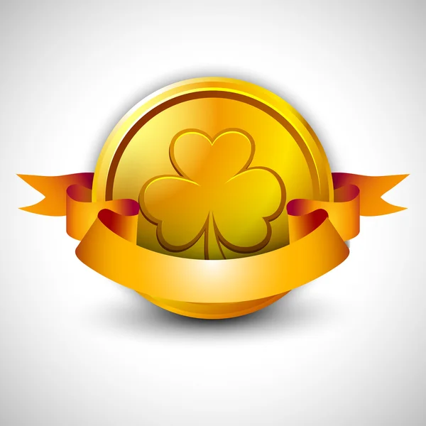 Happy St. Patrick dag groene achtergrond met gouden munt en ri — Stockvector