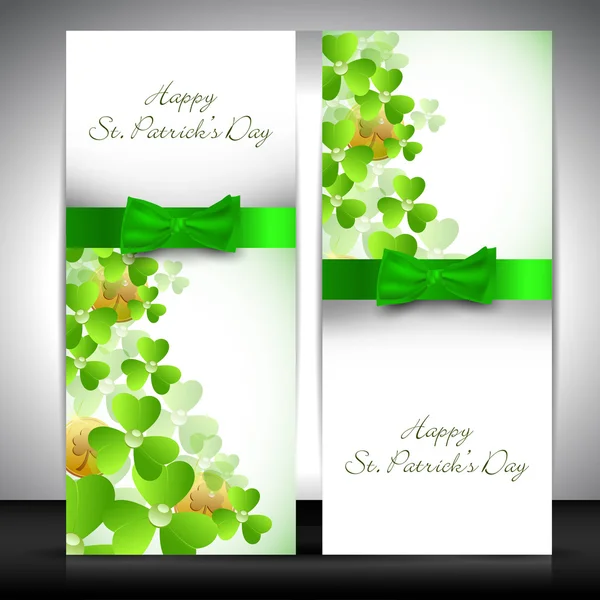Shamrock decorated banner set for Happy St. Patrick's Day. — Stock Vector
