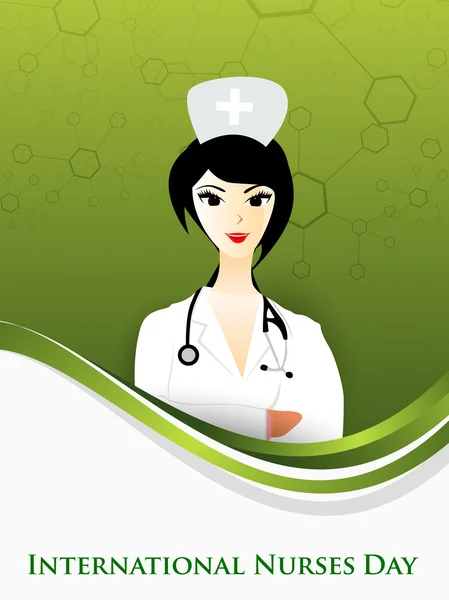 Concept de journée internationale des infirmières avec illustration d'une infirmière — Image vectorielle