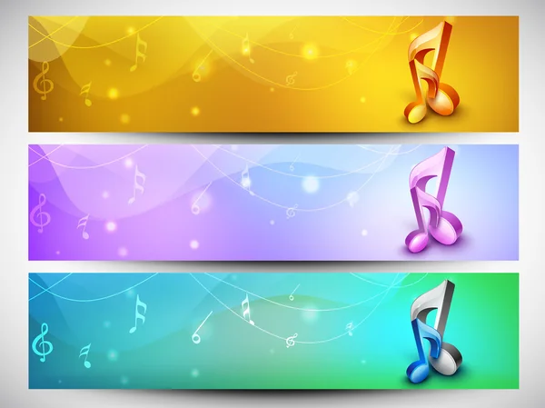 Conjunto de banners del sitio web musical. EPS 10 . — Vector de stock