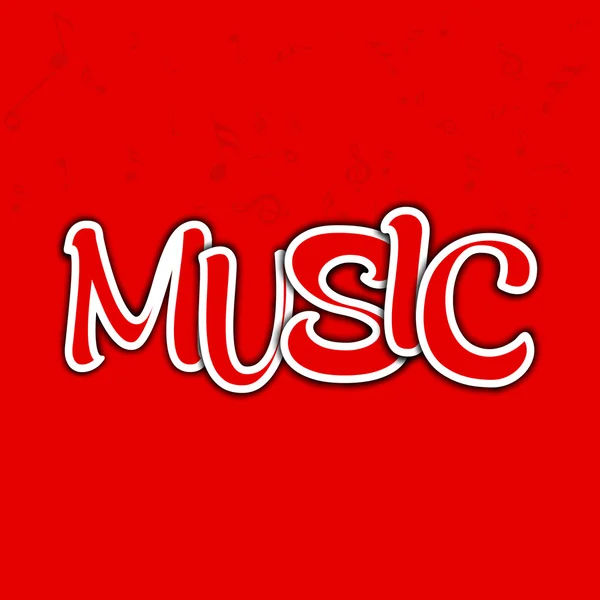 Abstract Music text on red background. — Stock Vector