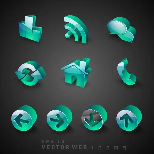 3D web 2.0 mail icons set. Can be used for websites, web applica — Stock Vector