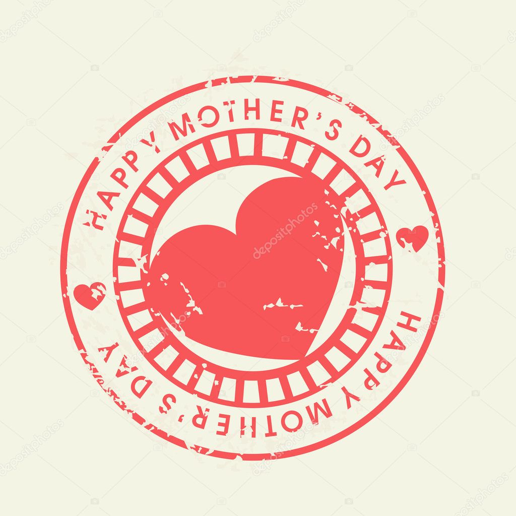 Grungy rubber stamp for Happy Mothers Day celebration.