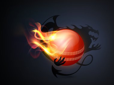 Abstract sports concept with shiny cricket ball on wave backgrou clipart
