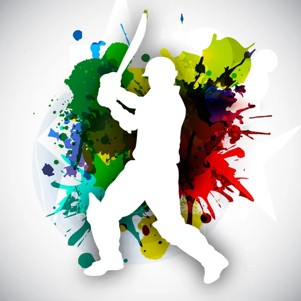 Cricket batsman in het spelen van beweging, sport concept. — Stockvector