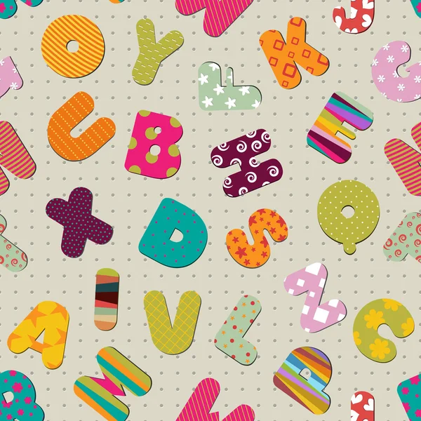 Modèle sans couture coloré avec lettres anglaises, alphabets . — Image vectorielle